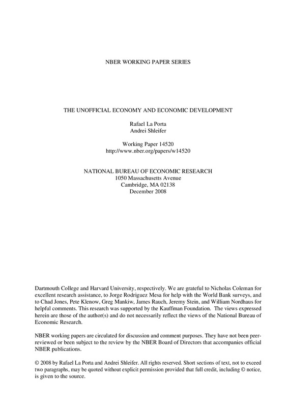 The unofficial economy and economic development